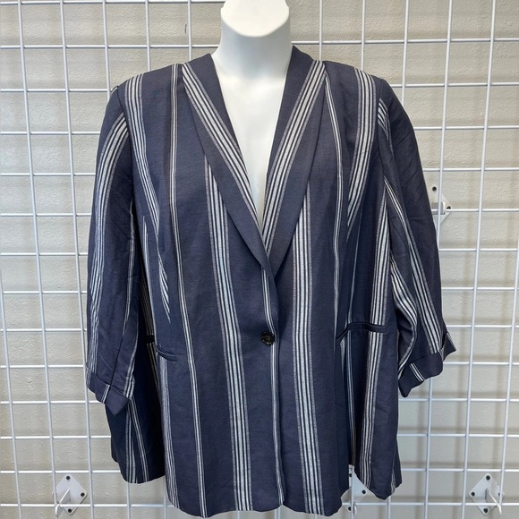 Lane Bryant Blue Linen Blend Blazer - New - Size 26 - Picture 5 of 7